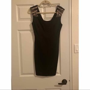 Black viola Guess Dress with Gold sequin shoulders